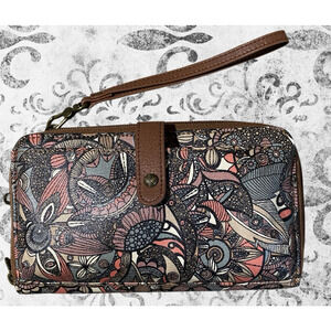 NWOT Sakroots Wristlet Floral Mandala Cards/Zipped Pouch Boho Travel Wallet